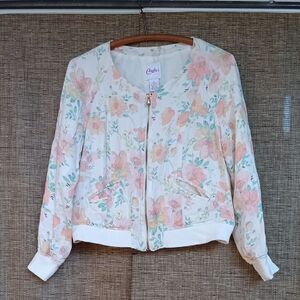 Floral Women's Bomber Jacket White And Pastels Print